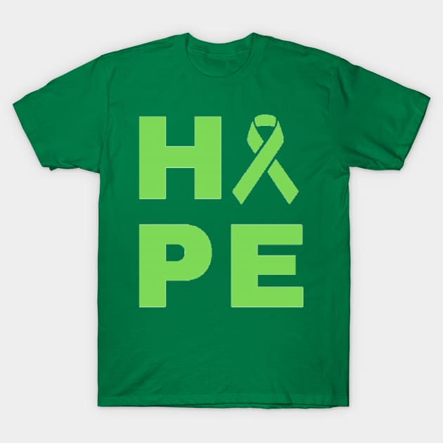 Hope Awareness Ribbon (Green) T-Shirt by CaitlynConnor